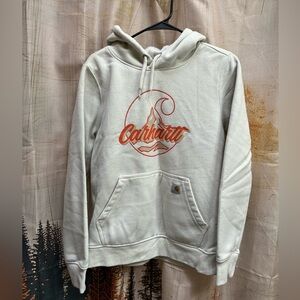Carhartt Cream Sweatshirt Hoodie with Logo